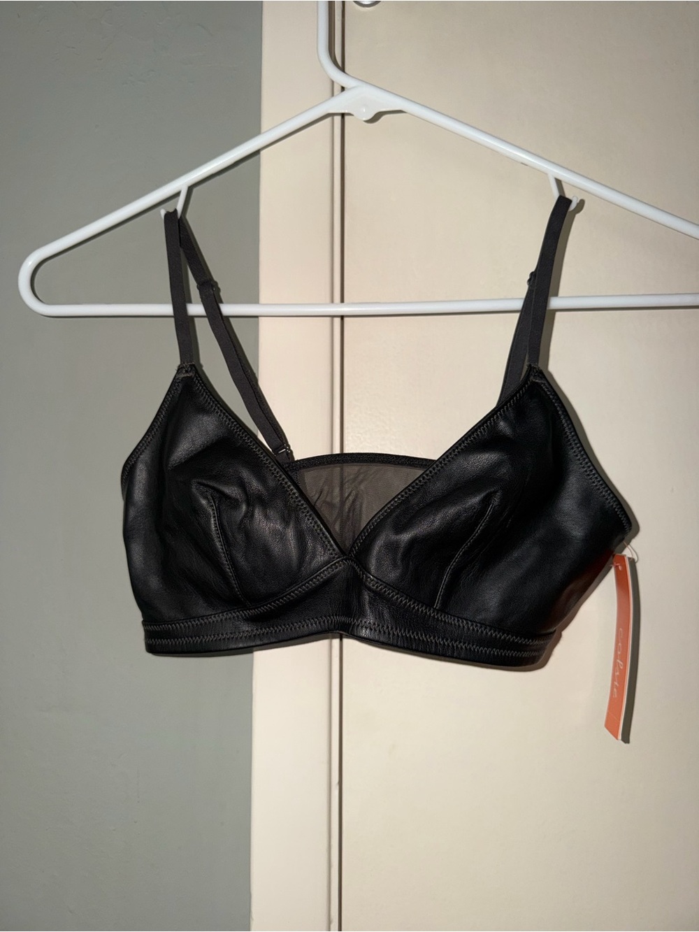 NWT. Colsie Black Faux Leather Bralette